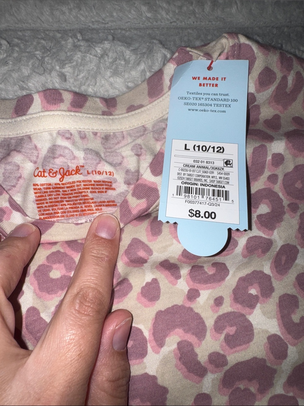 Cat & Jack Pink Leopard Print Crewneck Sweater - Picture 2 of 3